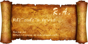 Rózsás Arvid névjegykártya